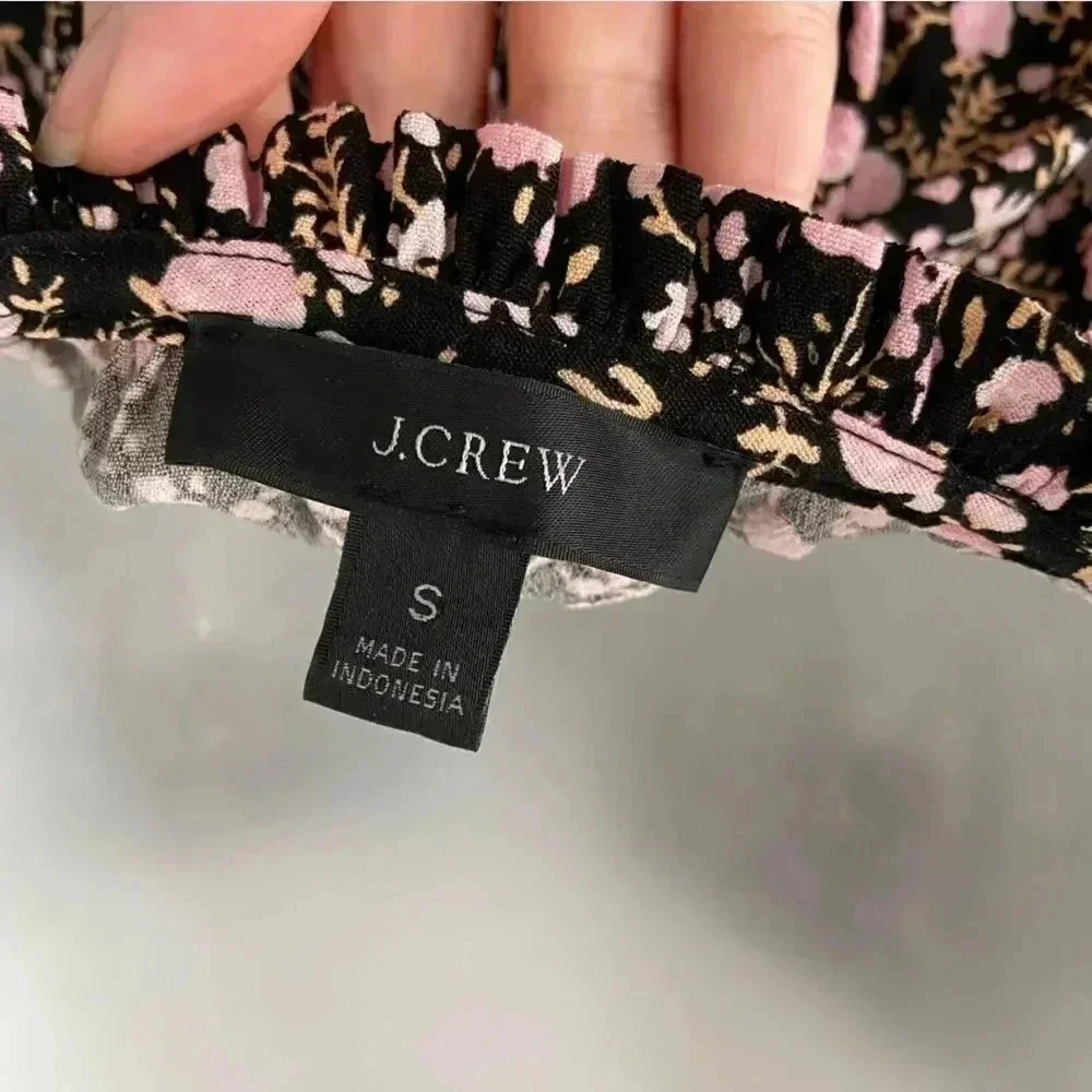 J.Crew Puff-sleeve drapey crepe top in fall garden floral size Small